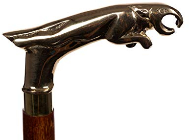 Eleganter Gehstock TM22035 Holz mit Messinggriff Jaguar Spazierstock Gehhilfe 94cm Stock zerlegbar in 3 Teile ideal zum verreisen