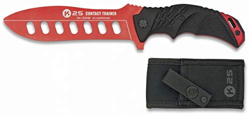 Cuchillo k25 Entrenamiento Aluminio rojo para entrenar artes marciales, dummy, airsoft, paintball, practicar, decoración, 100% seguro K25 32181 + Portabotellas de regalo