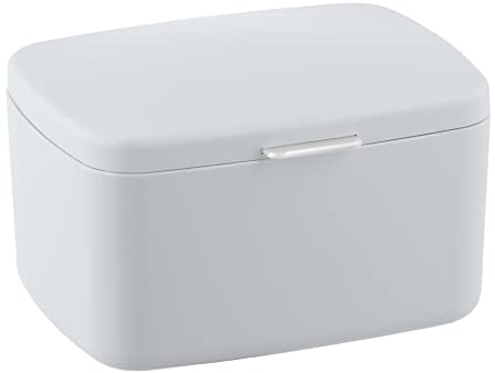 WENKO Barcelona Bathroom Box/Storage Basket with Lid, Completely Unbreakable, 19.5 x 11 x 16 cm, Anthracite, White, 19,5 x 11 x 16 cm