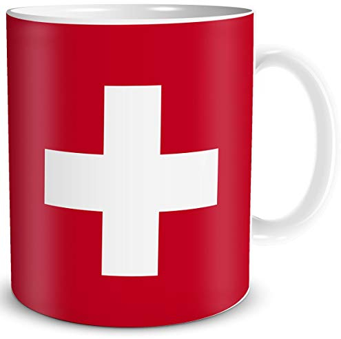 Tasse Flagge Schweiz Länder Flaggen Geschenk Schweizer Souvenir Suisse für Reiselustige Frauen Männer Arbeit Büro Weltenbummler