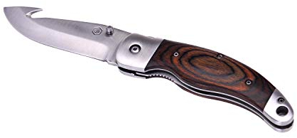 LAGUIOLE - Coltello da Caccia con Custodia in Pelle Nera - Manico in Legno Pakka - Lama 10,5 cm -