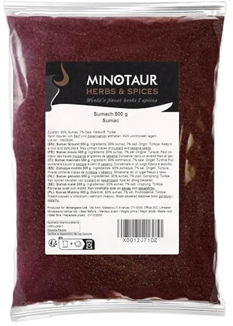 Minotaur Spices | Sumac 2 x 500g (1 kg) | Sommacco | Aceto Albero Spezia Polvere macinata