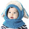 Winter Baby Mütze Schal Set, Unisex Strickmütze Schalmütze Wintermütze Cartoons Tier Welpe Hüte Warme Verdicken Earflap Kappe Haube Kapuze Schal für Jungen Mädchen 6-48 Monate