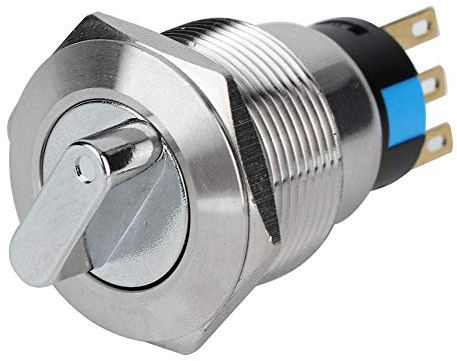 Interruptor Giratorio, Acero Inoxidable de 19 mm Control de conmutación IP67 a Prueba de Agua Interruptor selector con presión de Trabajo de 5-14 N, Interruptor(3 Pines y 2 Niveles)