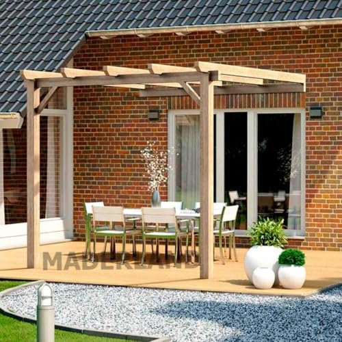 Pergola en bois adossée - modèle CÁDIZ - 300 x 300 cm