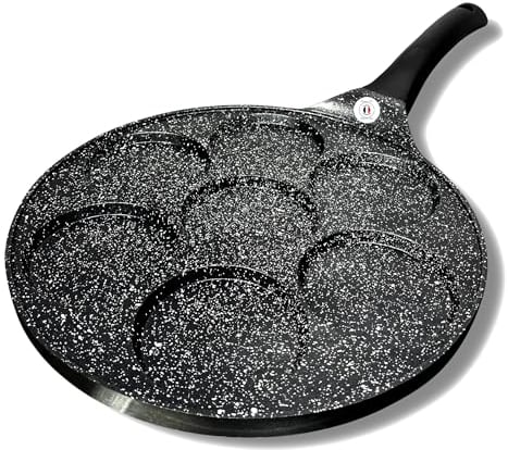 Cflagrant® France Poêle à Pancakes 26cm Façon Pierre Tous Feux Dont Induction sans PFOA Cuisson sans Matière Grasse Revêtement Antiadhésif (Sans Emoji)