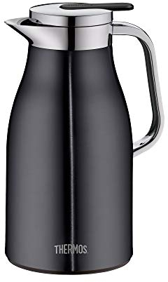 THERMOS Thermos Century, acier inoxydable bleu, 1 l, insert en verre, bouton verseur d'une main, 4046.256.100 thermos isotherme pour 12 heures, idéal comme cafetière ou théière, pour 8 tasses