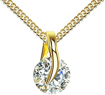 JEVELION Zikonia-Anhänger 333 Gold 8 Karat mit Zirkonia-Stein in edlem Design Mit Halskette - Kettenlänge 55 cm.