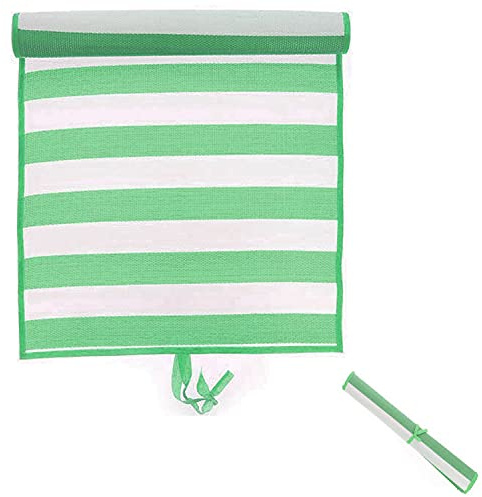 Mojawo 2er Set XL Stranddecke Strandmatte Matte Picknickdecke Decke Strand Liegedecke PVC Geflecht 60x180cm Grün
