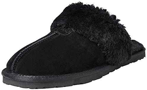Shenduo Herren Hausschuhe Winter Pantoffeln | Winter-schlappen mit Fellfutter, Puschen für kaltes Wetter, Wärme, Leder material