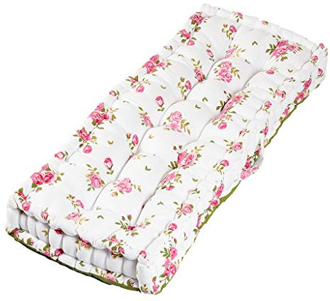 Dibor Garden Bench Cushion Pink Floral Print 100% Cotton 2 Seater Seat Pad Patio Furniture Mattress Cushion