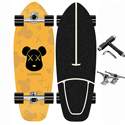 Surfskate Cruiser Skateboards Komplettboard, Erwachsene Komplettes Street Board, Drop-Through Freeride Waveboard, 8 Schichten, 30 Zoll, Kanadisches Ahorn Deck, Cruiser Skateboarding Kinder Anfänger,D