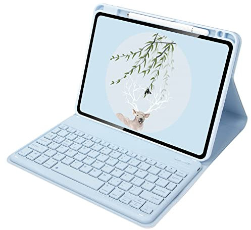 Funda con Teclado para Xiaomi Pad 5/5 Pro, Teclado Bluetooth Desmontable con portalápices,Sky Bule