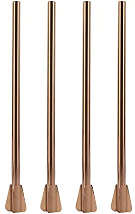 Hoshen Juego de 4 pajitas agitadoras de acero inoxidable de 9 pulgadas, pajitas gruesas de metal con puntas en espiral para batidos, batidos, bebidas (oro rosa)