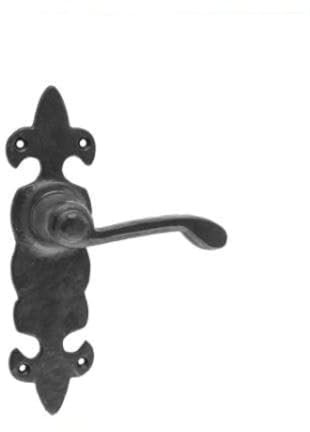 Designer Levers Fleur-De-Lis Türklinke, 18,9 cm, Schwarz, Antik-Design, 1 Paar