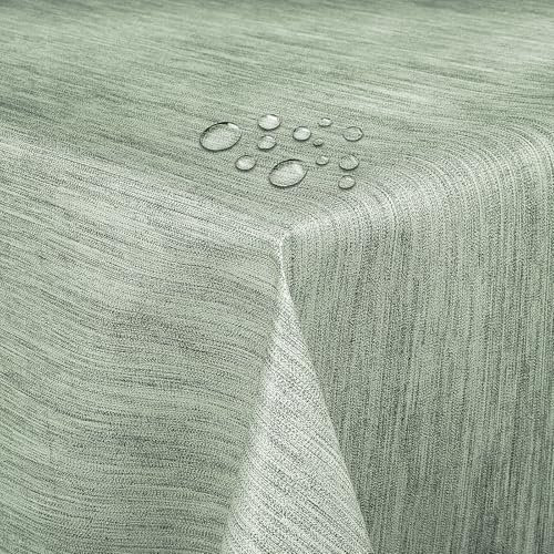 Wachstuch Wachstischdecke Tischdecke Gartentischdecke Größe wählbar Robuste Leinen Prägung Tannengrün Eckig 110 x 120 cm abwaschbar