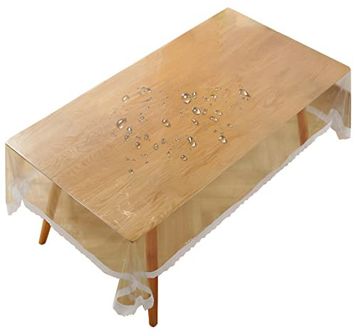 rismart Mantel de PVC Transparente Protector de Mesa Impermeable Rectangular 150 x 150 cm
