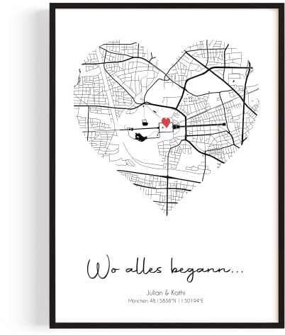 PULSE of HOME Wo alles begann Koordinaten Personalisierte Geschenke für Frauen Bild | Ideal als Jahrestag Geschenk für Ihn & Sie | Minimalisticher Stil Partner Geschenke Freundin Poster