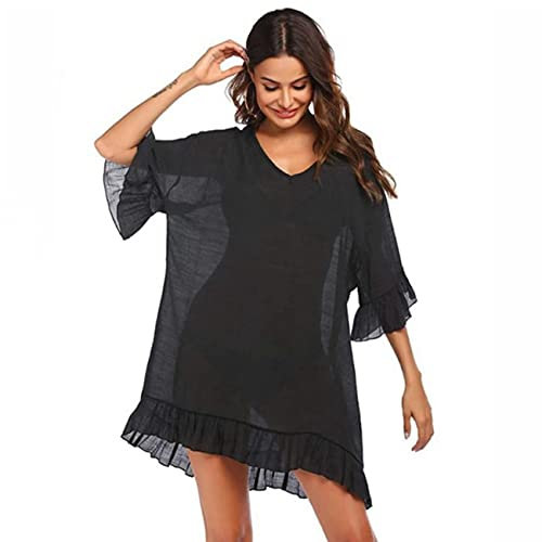 RPAEOY Pareo Femme Plage Tunique Volantée Cache Maillot de Bain Robe Ete Boheme Beachwear Léger Couvrir Bikini Cover up Vacances Bord de Mer