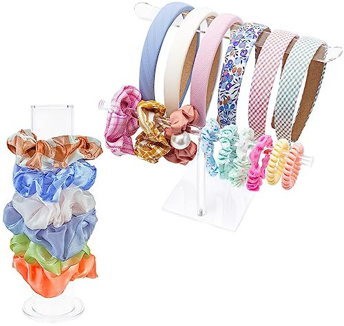 IBEQUEM 2 Supporti Per Scrunchie In Acrilico, Organizer Per Fascia Rimovibile, Supporto Trasparente Per Fascia Per Catena, Gioielli, Collane, Accessori Per Capelli