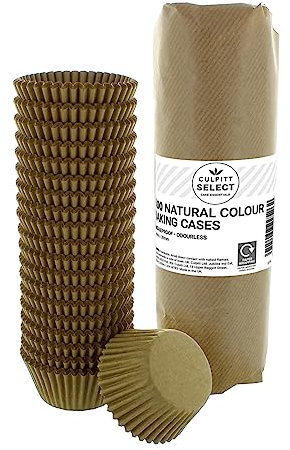 Culpitt Select Kraft Cupcake Cases - 51-38mm Baking Cups, Brown Greaseproof Paper Cases for Muffins and Cupcakes, Bulk Pack of 500