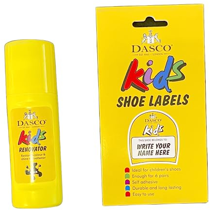 DASCO Back to School Shoe Labels and Black Shoe Polish with Applicator Sponge