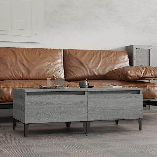 Youuihom Nachttisch, Couchtisch, Beistelltisch mit Schubladen, Beistelltische 2 STK. Grau Sonoma 50x46x35 cm Holzwerkstoff Geeignet für Schlafzimmer, Wohnzimmer, Lounge, Hotel, B&B