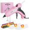 Pistolet à Colle, 80/200W Pistolet a Colle Chaude Rose, On/Off, Chauffage Rapide, avec 30pcs 11x150mm Bâtons de Colle(Comprend 10pcs Colorés), pour DIY l'artisanat, Maison, Bureau, Réparation