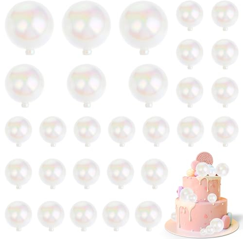 30 Pcs Bubble Balls for Cakes Clear Bubble Cake Balls Bubble Cake Topper Clear Bubble Cake Decorations Mini Balloon White Cake Bubbles Balls for Wedding Anniversary Birthday Party Supplies