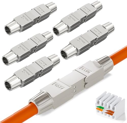 JAOGAUS 6 Stücke RJ45 Verbinder Netzwerkkabel Verbinder Werkzeugloser, RJ45 Stecker Werkzeuglos CAT5, CAT6, CAT7 Verlegekabel Ethernet Installationskabel, Netzwerkverteiler, Adapter Verlängerung