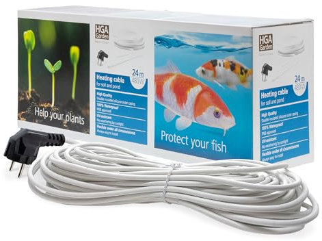 VIALIA Frostschutz Heizkabel, 24m, 480W, für Teiche von 15-20 m³, Wärmekabel gegen Frost, wasserdicht