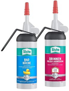 SISTA BAD KÜCHE weißer, schimmelresistent ausgestatteter Dichtstoff (2x100ml) Spender und SISTA DRINNEN Füllen & Ausbessern, weißer Fugen Dichtstoff (1x100ml) Spender