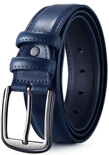 GSG SINCE 1998 Klassischer Ledergürtel für Herren - 37mm breit Gürtel Herren Leder Für Business und formelle Anlässe Gürtel für Männer Ledergürtel in Geschenkbox Navy blau 40-44 inch
