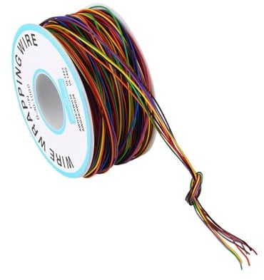 Colorful PN B 30‑1000 250M 8‑Wire Insulation Wrapping Copper Test Cable with Plastic Spool, Flexible and Multicolor for LCD Display, Breadboard, Electronic Test