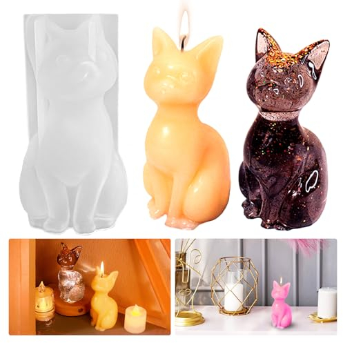 Moule en Silicone 3D pour Bougies et Savon - Chat - Résine Époxy - Animaux