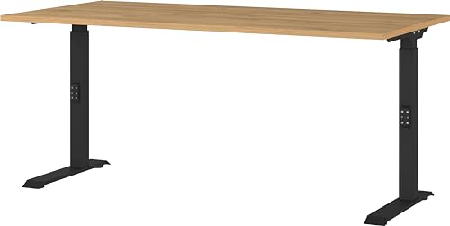 Germania Schreibtisch 7911-582, in Grandson-Eiche-Nb./Schwarz, me. höheneinst., 160 x 91 x 80 cm (BxHxT)