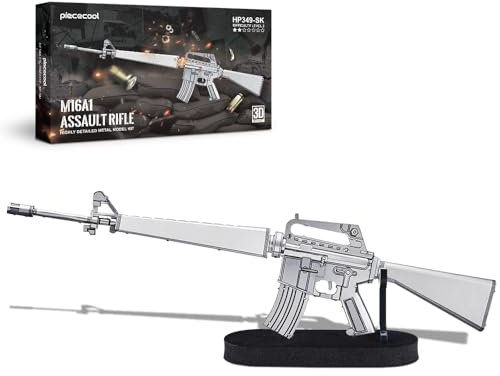 piececool Metall Puzzle 3D M16A1 Sturmgewehr, Pistole Gewehr 3D Puzzle Modellbausatz Erwachsene, 3D-puzzles für Edelstahl, Modell Metal, Geschenk, Andenken, Sammlung, 86 Teile