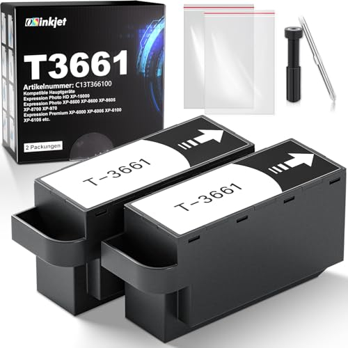 Osinkjet T3661 Wartungsbox(C13t366100) Kompatibel für Epson XP-6000 XP-6100 XP-8600 XP-8605 XP-6005 XP-15000 XP-8500 XP-8700 XP-970 XP-6105 Drucker wartungskit, Wartungskasten T3661 Resttintenbehälter