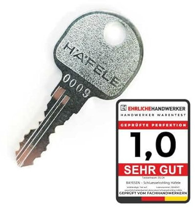 bayesen Ersatzschlüssel für Häfele nach Code 0001 bis 3936 - Möbel- und Spindschlösser - Nachschlüssel, Zusatzschlüssel - Schließung 0001