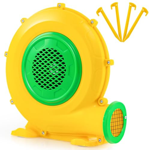 COSTWAY Gonfleur Électrique 680W avec Poignée Pratique & Piquets de Sol, Pompe à Air Électrique avec Cordon 4m & Couvercle en Maille, Souffleur d'air pour Château Gonflable & Toboggan (680W)