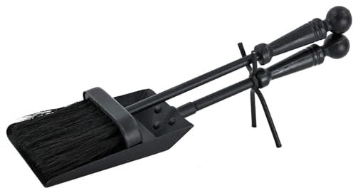 Unibos Heavy Duty | Shovel & Brush Set | Hearth Fireside Fireplace Steel Tools Coal Ash Accessories Wide Shovel Black Powder Coated for a | Quality Finish