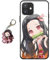 Hülle für iPhone 16 Anime Handyhülle [Mit Schlüsselbund] Cartoons Silikon Sanft Bumper Case Hülle für iPhone 16 - Demon Slayer 3