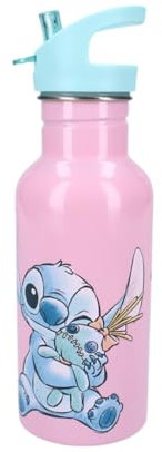 My sweety pop - Gourde Stitch rose pour enfant - Acier Inoxydable - Crèche - Maternelle - Ecole - Vacances - Repas - 22 cm - 500 ml - Hydratation - Idée Cadeau - Bouteille (Stitch - Rose/Bleu)
