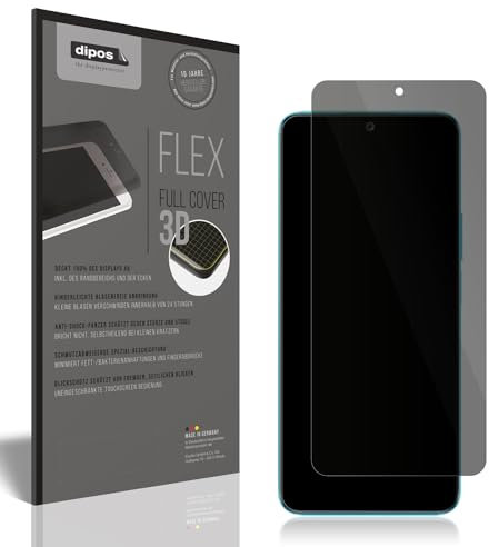 dipos FLEX 1x Protector de Pantalla de privacidad mate compatible con Honor 90, 100% de cobertura de Pantalla, compatible con huellas dactilares, apto para fundas, Filtro Antiespía 2 vías