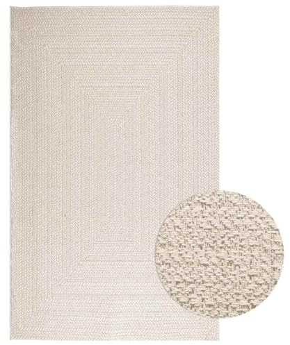 vidaXL Teppich ZIZUR Creme 160x230 cm Jute-Optik Indoor und Outdoor