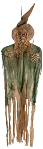 Scary Vogelscheuche Hängefigur mit Bewegung, Licht & Sound 170cm