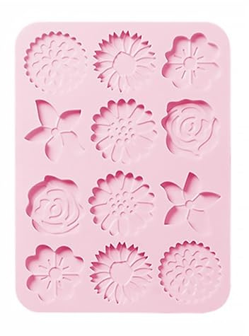 MAGICLULU Blumenform Backform Silikonform Zum Backen Für Kuchen Fondant Und Kekse Kreative Motivbackform Für Zuhause Oder Die Konditorei 9.21X6.54X0.31in