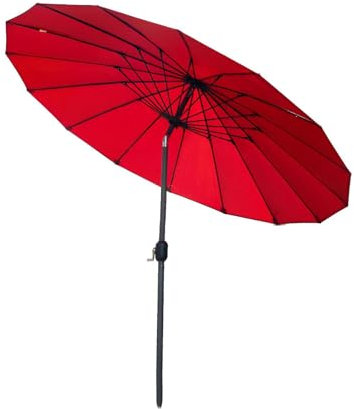 WDWDW 250 cm roter Gartensonnenschirm, runder Terrassenschirm für den Außenbereich mit Neigungsknopf und Kurbel, Markttischschirm für Terrasse, Deck, Hinterhof, Pool