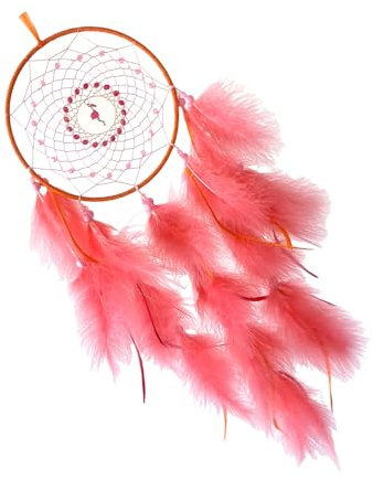 Handgefertigte Traumfänger mit gefiederten Perlen und Flamingo-Anhänger für Hochzeiten, Partys und Schlafzimmer, hängende Dekoration