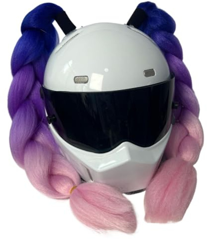 YKAFADE 1 Paar Motorrad Helm Zöpfe Motorrad Helm Pferdeschwanz Dekoration Dekorative Perücke mit Saugnapf Gradient Pferdeschwanz Perücke Helm Haar Perücke für Motorrad Fahrrad Haarschmuck für Frauen